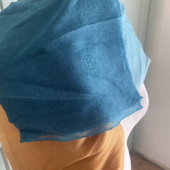 Hermes Ombre Gadient Large Shawl Blue Orange cashmere silk - Picture 7 of 12